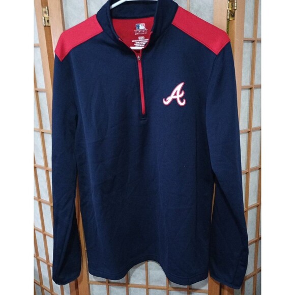 Vintage Atlanta Braves Blue & Red ¾-Zip Jacket – “A” Logo – Men’s Medium - Picture 1 of 8